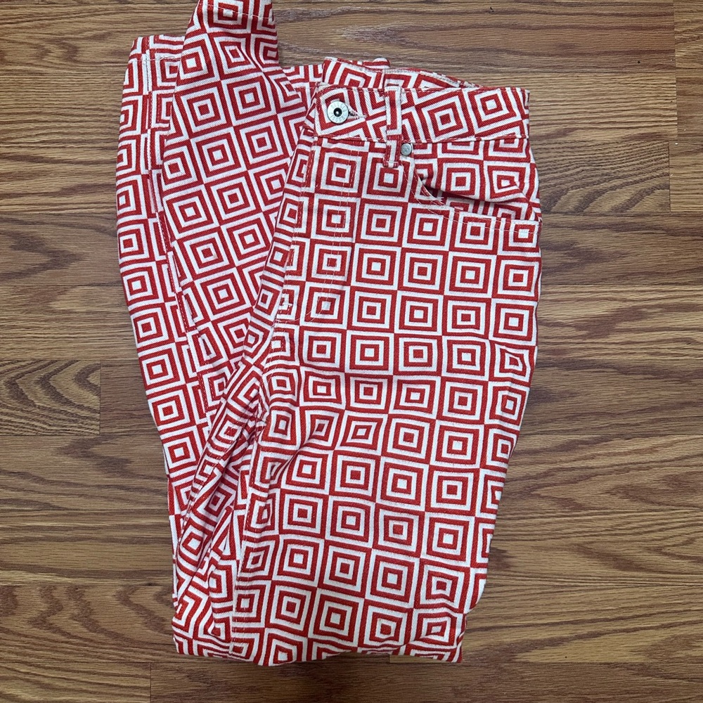 Ragged Red Square Pattern Pants - Picture 4 of 5